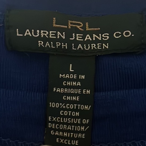 LRL LAUREN JEANS CO. Ralph Lauren, 100% Cotton , Kimono Sleeves Top, Blue, Large - Picture 5 of 6